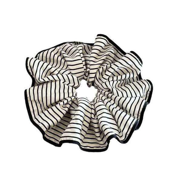 Wholesale Satin Handmade Black And White Striped Hair Ring For Women
