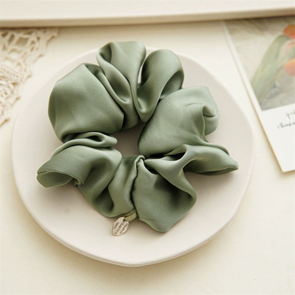 Wholesale Satin Handmade Large Intestine Hair Ring Solid Color Elegant Hair Tie Head Accessories