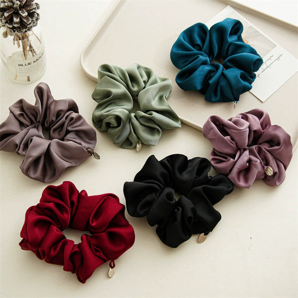 Wholesale Satin Handmade Large Intestine Hair Ring Solid Color Elegant Hair Tie Head Accessories