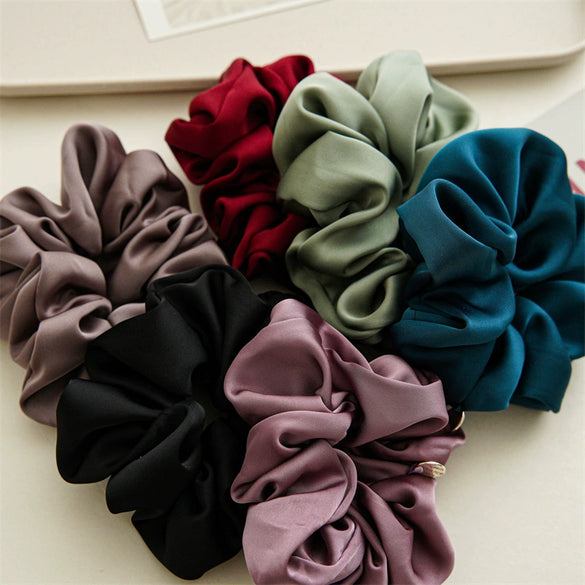 Wholesale Satin Handmade Large Intestine Hair Ring Solid Color Elegant Hair Tie Head Accessories