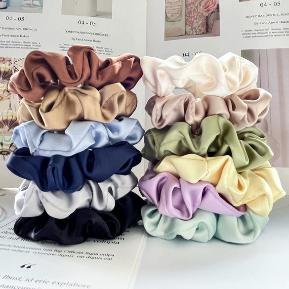 Wholesale Satin Handmade Minimalist High Elasticity Solid Color Hair Ring