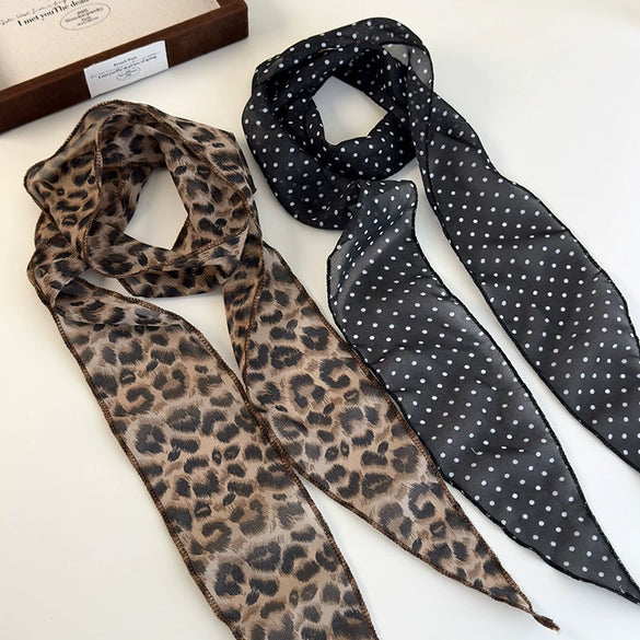 Wholesale Scarf Polyester Chiffon Leopard Print Polar Dot Tie Dye Fashion Niche Highend