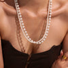 Wholesale Seamless Highlight Shijia Beads Double Layer Necklace Stainless Steel And Titanium Steel Geometric Pattern Electroplating For Women