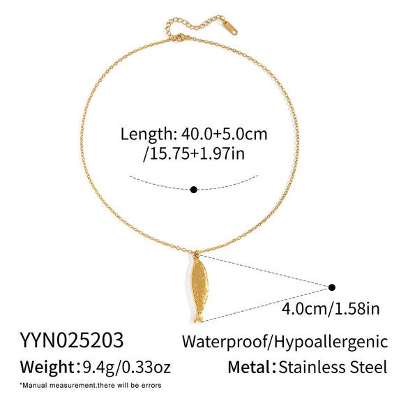 Wholesale Seaside Vacation Koi Fish Simple Jewelry Accessories Stainless Steel Geometric Necklace Electroplated