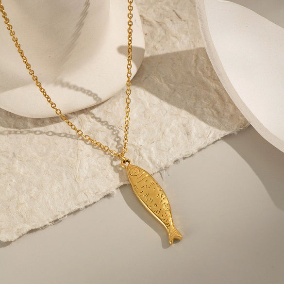 Wholesale Seaside Vacation Koi Fish Simple Jewelry Accessories Stainless Steel Geometric Necklace Electroplated
