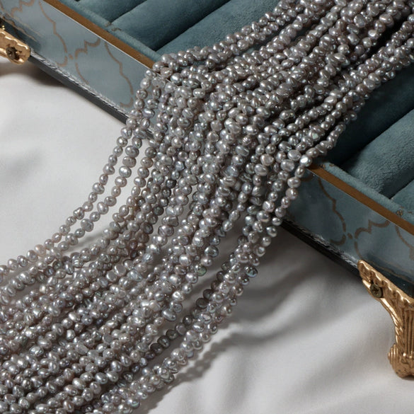 Wholesale Semifinished Handmade Accessories Natural Freshwater Pearl Side Hole Twosided Light Beaded