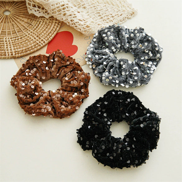 Wholesale Sequin Cloth Handmade Sweet Hair Scrunchie For Women