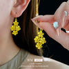 Wholesale Shajin Flower Ear Hooks Electroplated Light Luxury Earrings