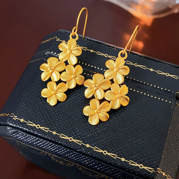 Wholesale Shajin Flower Ear Hooks Electroplated Light Luxury Earrings