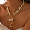 Wholesale Shell Alloy Imitation Pearls Geometric Handmade Women's Niche Natural Starfish Mermaid Casual Clavicle Necklace