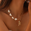Wholesale Shell Alloy Imitation Pearls Geometric Handmade Women's Niche Natural Starfish Mermaid Casual Clavicle Necklace