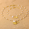 Wholesale Shell And Starfish Jewelry Set Stainless Steel Imitation Pearls Marine Life Natural Geometric Electroplating For Women