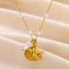 Wholesale Shell And Starfish Jewelry Set Stainless Steel Imitation Pearls Marine Life Natural Geometric Electroplating For Women