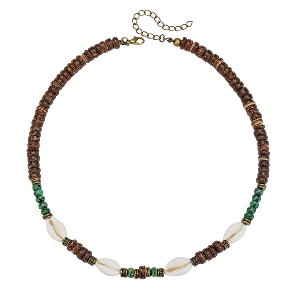 Wholesale Shell Coconut Shell Alloy O Word Chain Geometric Style Handmade Men's Necklace