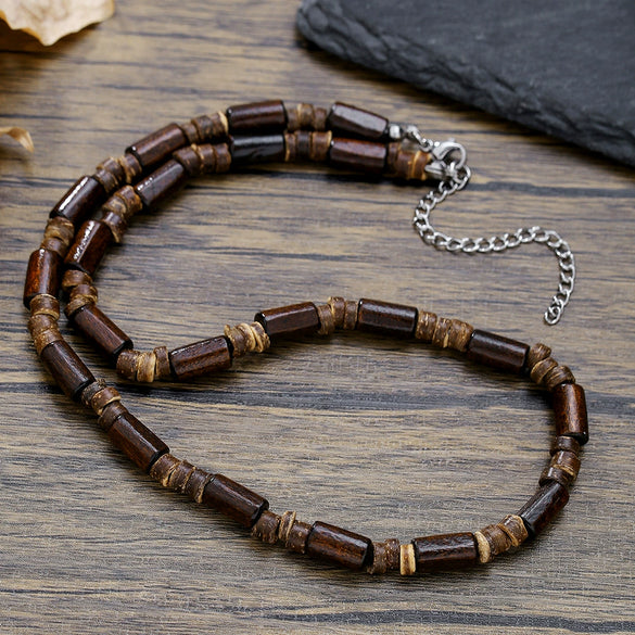 Wholesale Shell Coconut Shell Alloy O Word Chain Geometric Style Handmade Men's Necklace