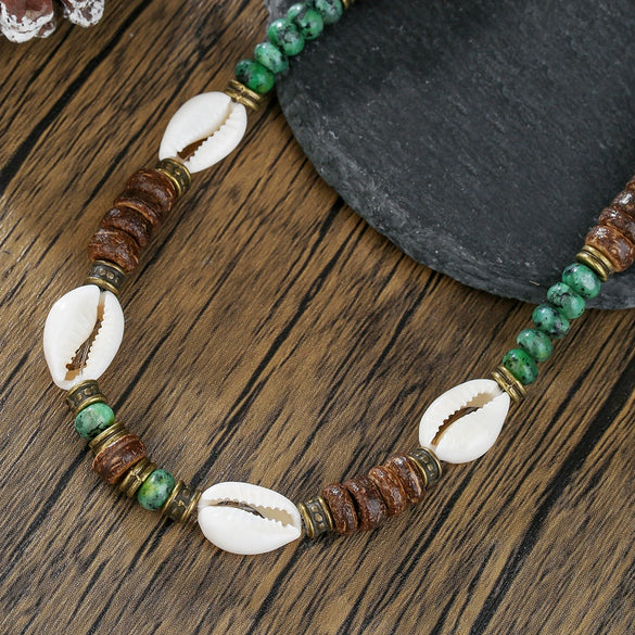 Wholesale Shell Coconut Shell Alloy O Word Chain Geometric Style Handmade Men's Necklace