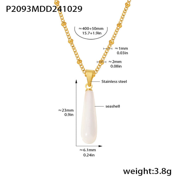 Wholesale Shell Drop Shaped Pendant Clavicle Necklace 316L Stainless Steel 18K Gold Plated Light Luxury Style
