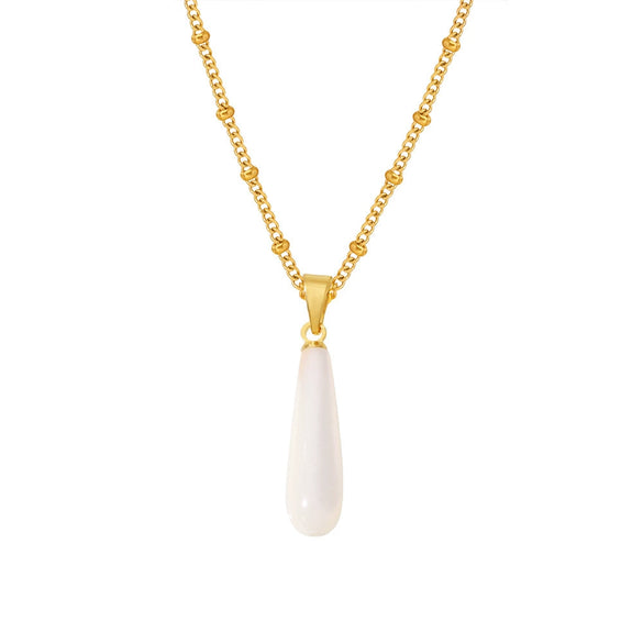 Wholesale Shell Drop Shaped Pendant Clavicle Necklace 316L Stainless Steel 18K Gold Plated Light Luxury Style