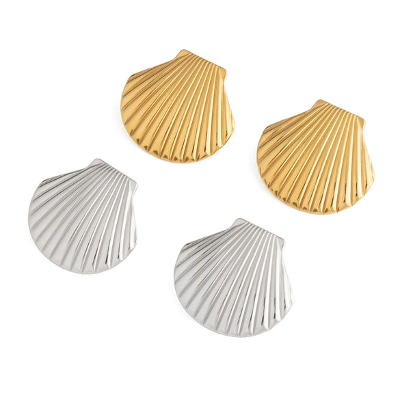 Wholesale Shell Earrings For Women Fashion Minimalist Style Stainless Steel Pvd Furnace Vacuum Real Gold Plated