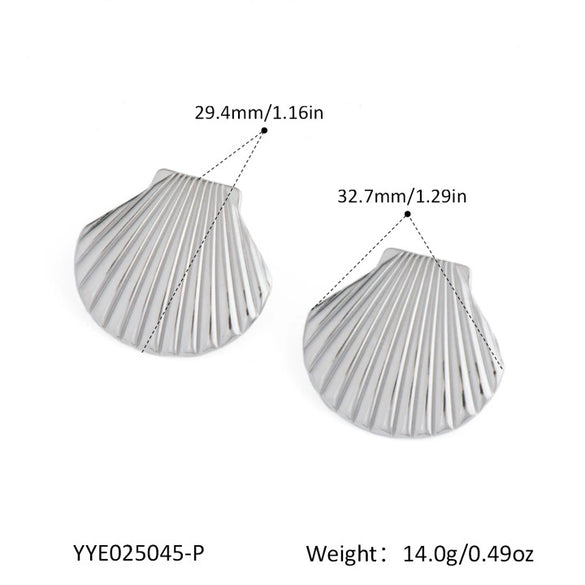 Wholesale Shell Earrings For Women Fashion Minimalist Style Stainless Steel Pvd Furnace Vacuum Real Gold Plated