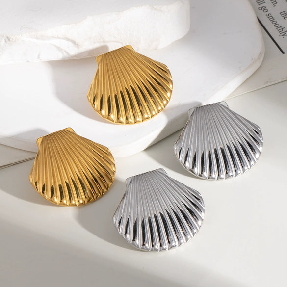 Wholesale Shell Earrings For Women Fashion Minimalist Style Stainless Steel Pvd Furnace Vacuum Real Gold Plated