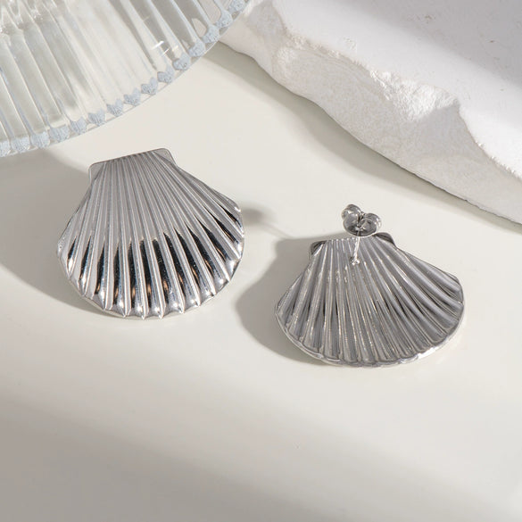 Wholesale Shell Earrings For Women Fashion Minimalist Style Stainless Steel Pvd Furnace Vacuum Real Gold Plated
