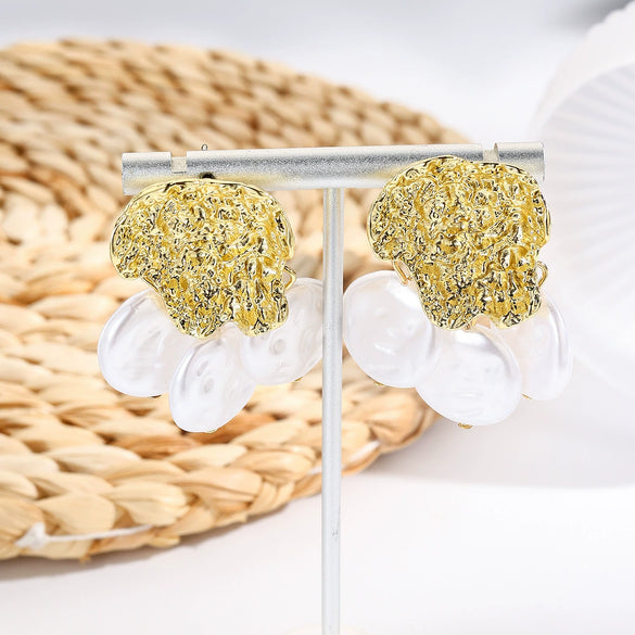 Wholesale Shell Earrings Handmade Geometric Natural Style Alloy Stainless Steel