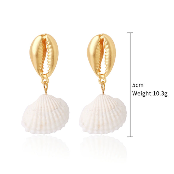 Wholesale Shell Earrings Handmade Geometric Natural Style Alloy Stainless Steel