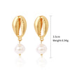 Wholesale Shell Earrings Handmade Geometric Natural Style Alloy Stainless Steel