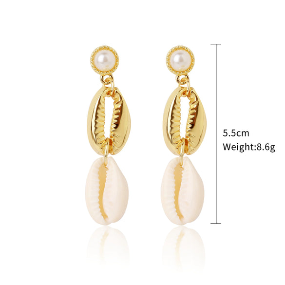Wholesale Shell Earrings Handmade Geometric Natural Style Alloy Stainless Steel