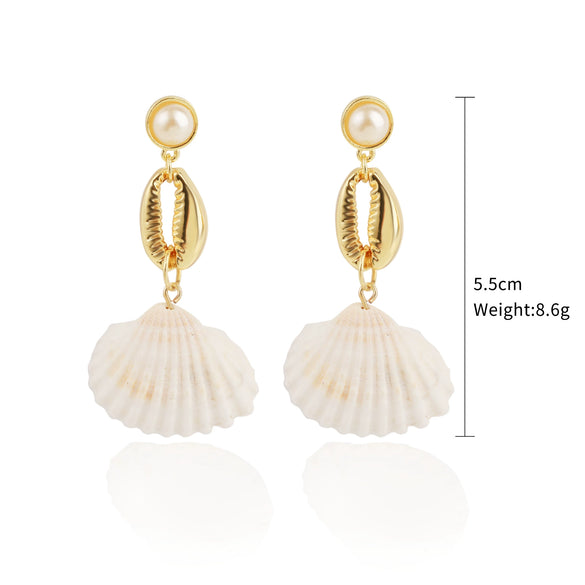 Wholesale Shell Earrings Handmade Geometric Natural Style Alloy Stainless Steel