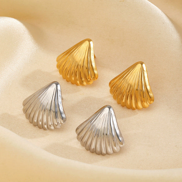Wholesale Shell Earrings Stainless Steel Geometric Minimalist Electroplating Style For Women
