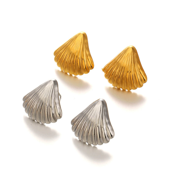 Wholesale Shell Earrings Stainless Steel Geometric Minimalist Electroplating Style For Women