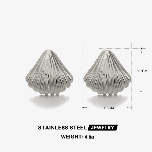 Wholesale Shell Earrings Stainless Steel Geometric Minimalist Electroplating Style For Women