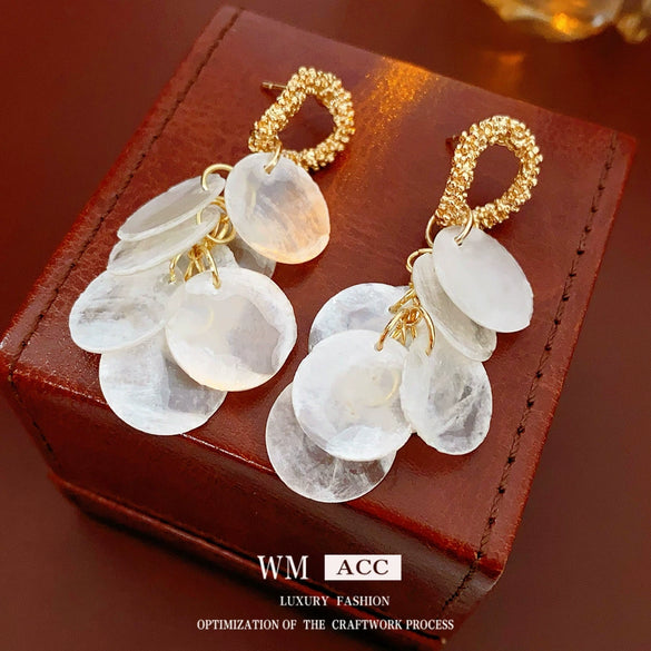 Wholesale Shell Geometric Tassel Earrings With Electroplating Light Luxury Highend Style For Women