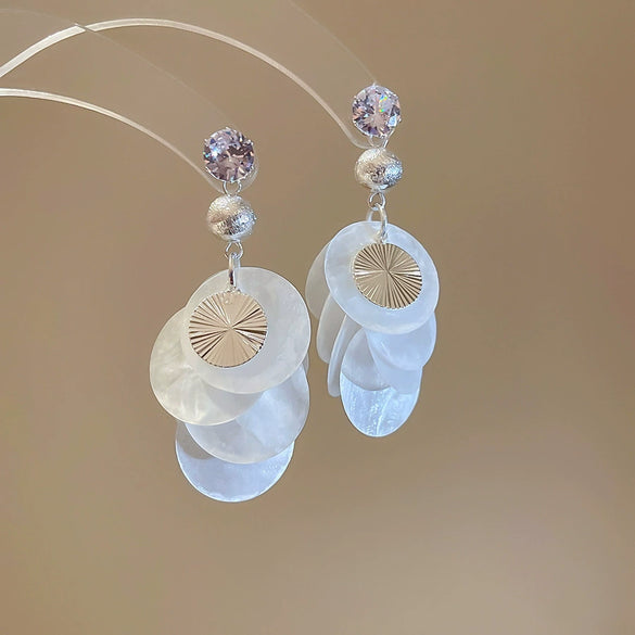 Wholesale Shell Handmade Geometric Needle Tassel Earrings For Women
