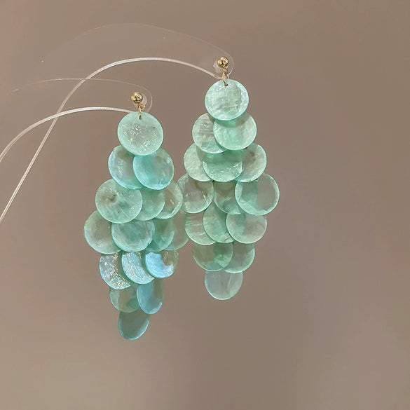 Wholesale Shell Handmade Geometric Needle Tassel Earrings For Women
