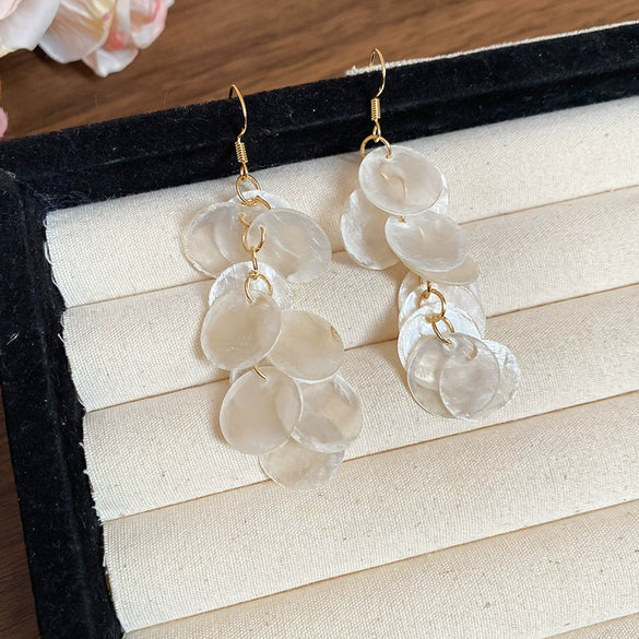 Wholesale Shell Handmade Geometric Needle Tassel Earrings For Women