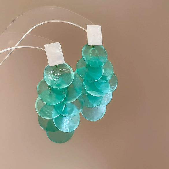 Wholesale Shell Handmade Geometric Needle Tassel Earrings For Women