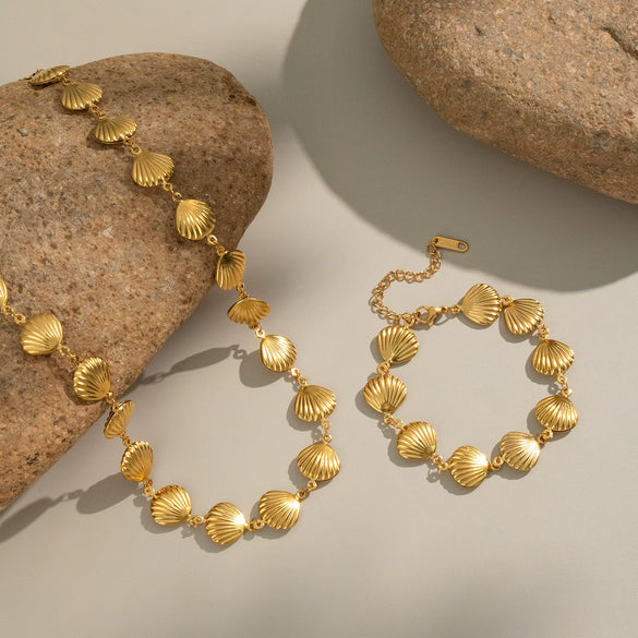 Wholesale Shell Jewelry Set With Marine Life Pattern Stainless Steel Gold Plated Handmade And Electroplated For Women's Summer