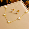 Wholesale Shell Love Retro Temperament Stainless Steel Clavicle Chain Earrings Necklace Bracelet Set With Electroplating And Love Water Drops Bells Pattern For Women
