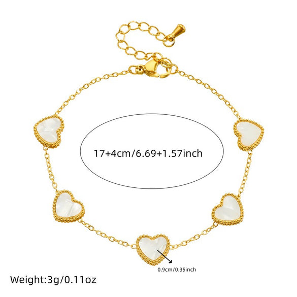 Wholesale Shell Love Retro Temperament Stainless Steel Clavicle Chain Earrings Necklace Bracelet Set With Electroplating And Love Water Drops Bells Pattern For Women
