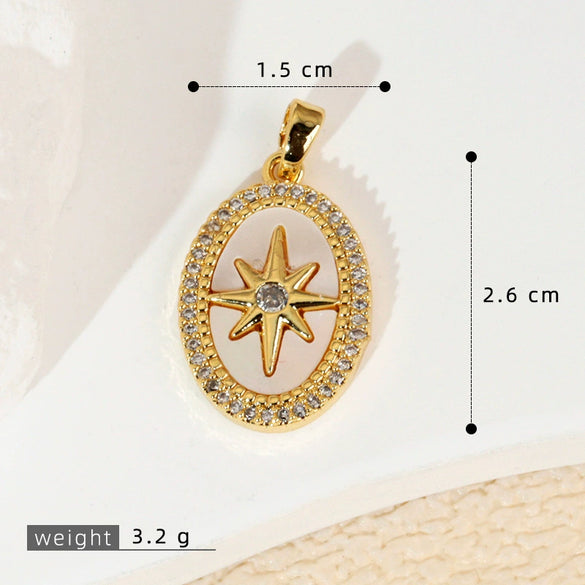 Wholesale Shell Necklace Pendant With Copper Plated Geometric Moon Red Star And Heart Shape Accessories