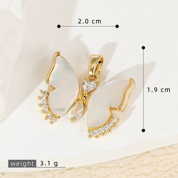 Wholesale Shell Necklace Pendant With Copper Plated Geometric Moon Red Star And Heart Shape Accessories