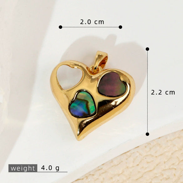 Wholesale Shell Necklace Pendant With Copper Plated Geometric Moon Red Star And Heart Shape Accessories