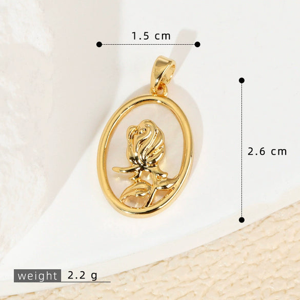 Wholesale Shell Necklace Pendant With Copper Plated Geometric Moon Red Star And Heart Shape Accessories