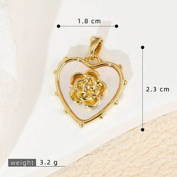 Wholesale Shell Necklace Pendant With Copper Plated Geometric Moon Red Star And Heart Shape Accessories