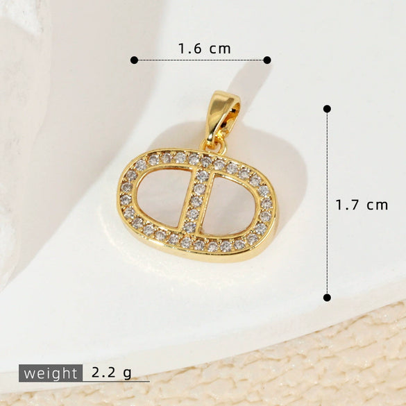 Wholesale Shell Necklace Pendant With Copper Plated Geometric Moon Red Star And Heart Shape Accessories