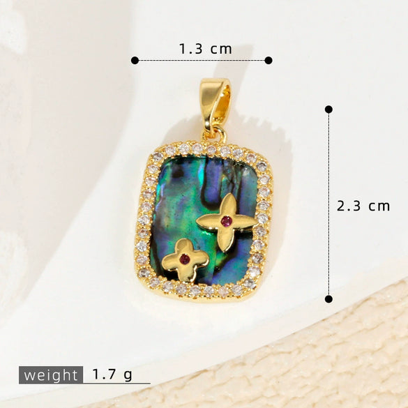 Wholesale Shell Necklace Pendant With Copper Plated Geometric Moon Red Star And Heart Shape Accessories