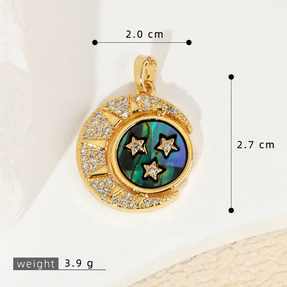 Wholesale Shell Necklace Pendant With Copper Plated Geometric Moon Red Star And Heart Shape Accessories